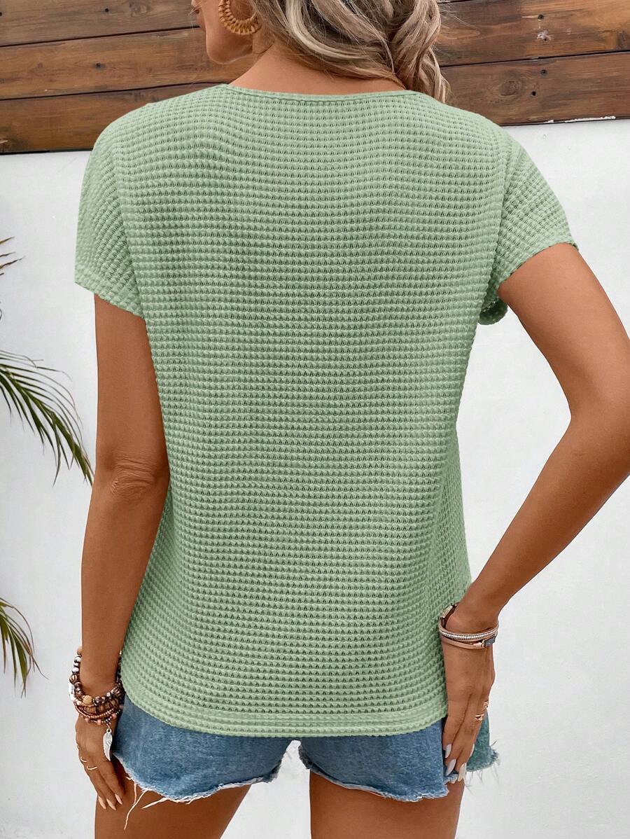 Camiseta Waffle com Manga Curta e Renda IMG 24