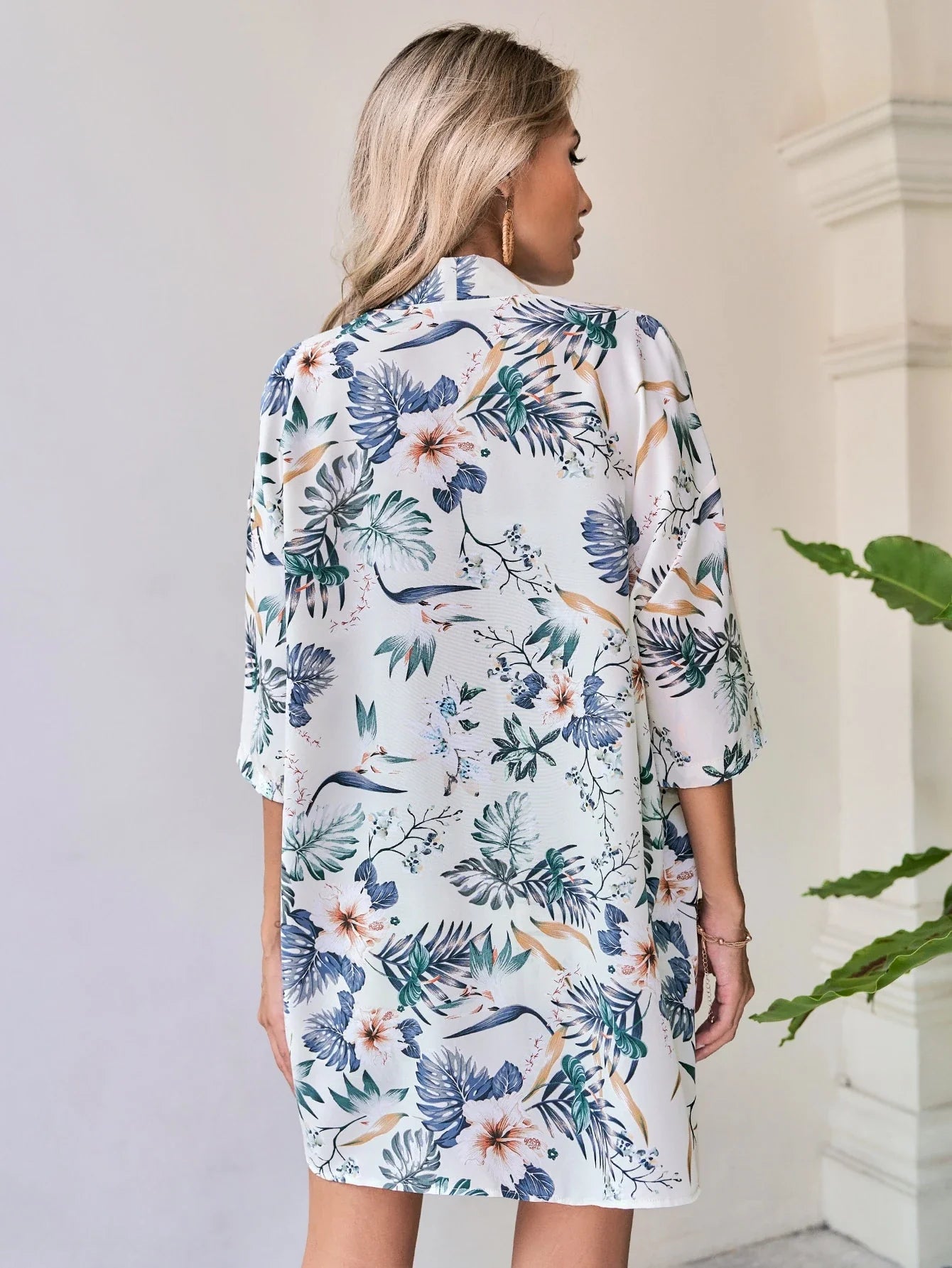 Conjunto 2 Peças Blusa Tropical Gola de Xale - imagem 2