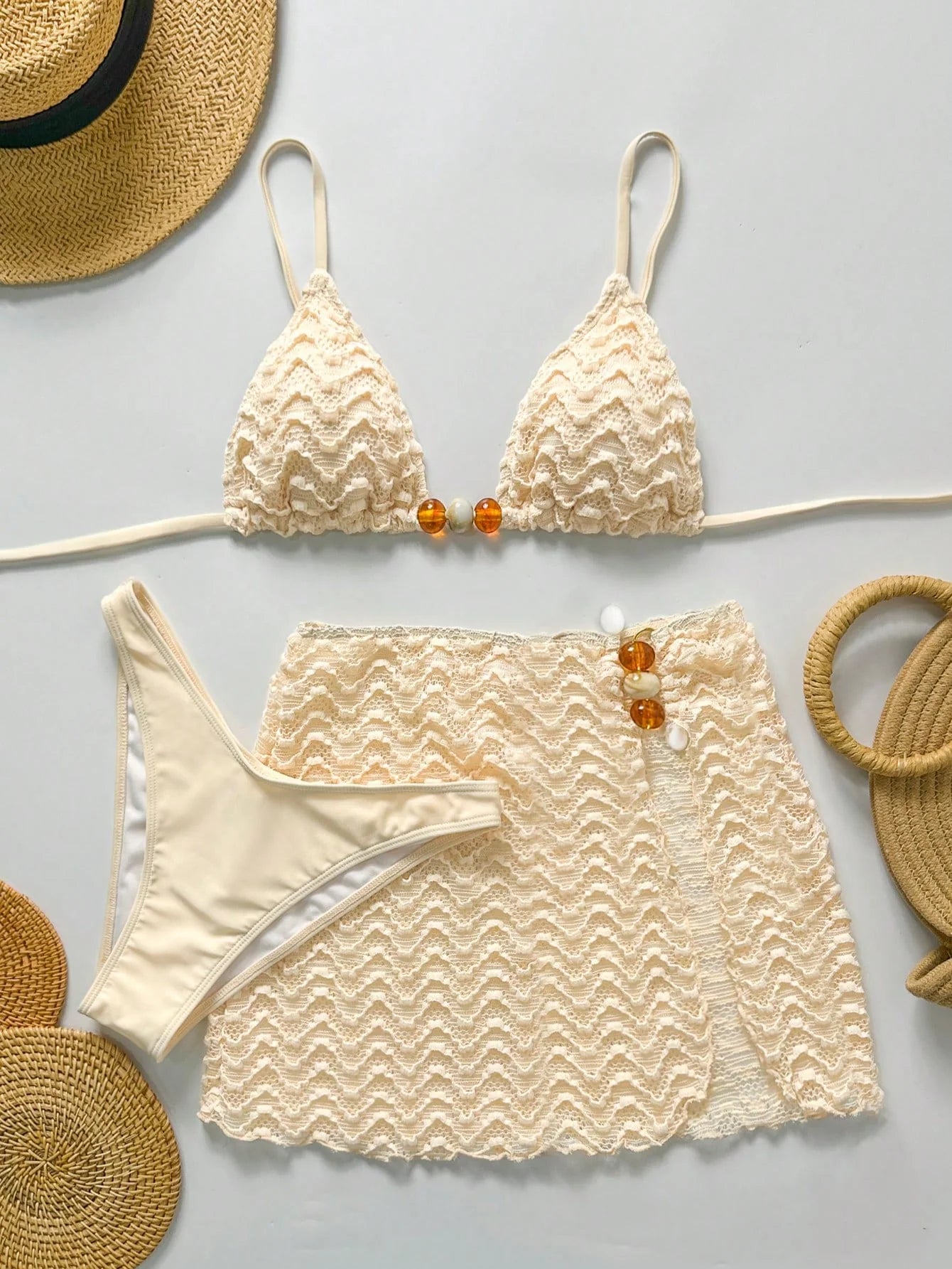 Conjunto de Biquíni 3 Peças Texturizado com Saia - imagem 1