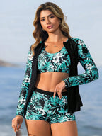 Conjunto de Biquíni 3 Peças Tropical com Zíper - imagem 1