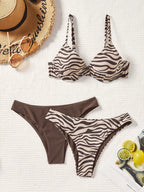 Conjunto Biquíni 3 Peças Zebrado com Tie Back - imagem 1