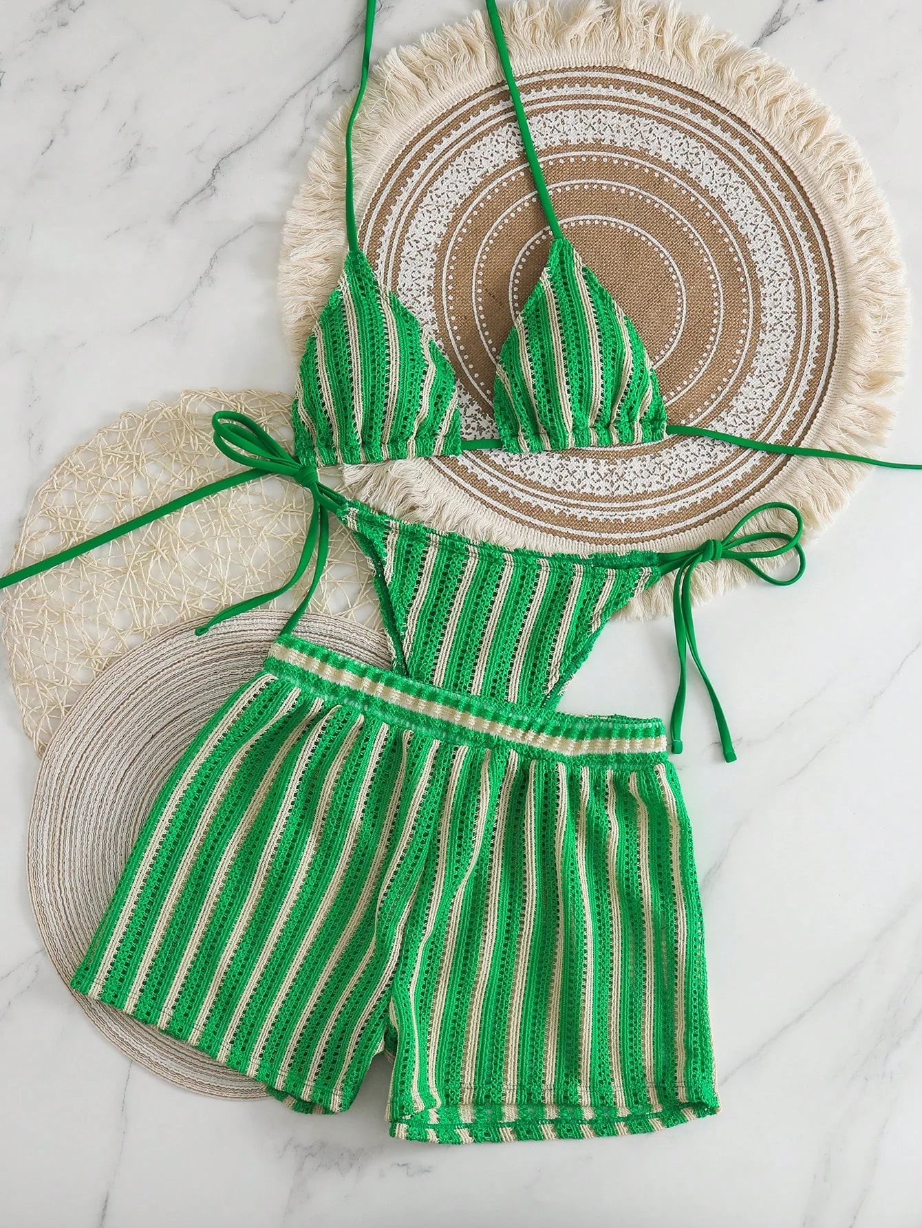 Conjunto de Biquíni Boho com Capa de Crochê 3 Peças - imagem 23
