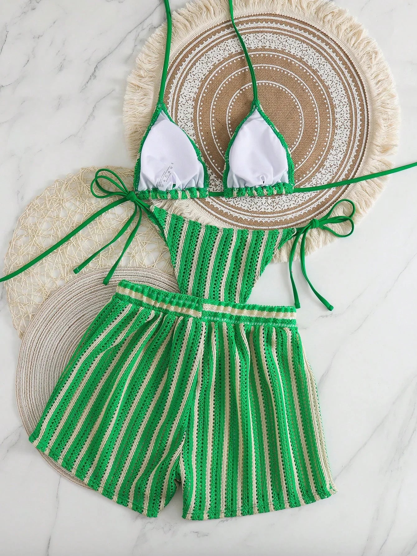 Conjunto de Biquíni Boho com Capa de Crochê 3 Peças - imagem 24