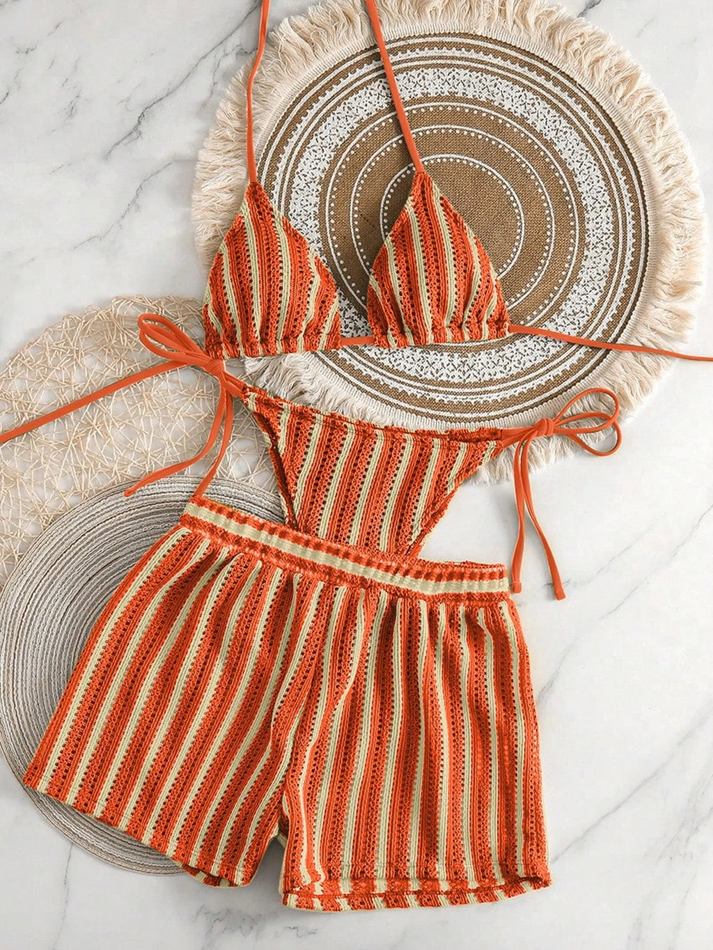 Conjunto de Biquíni Boho com Capa de Crochê 3 Peças - imagem 33