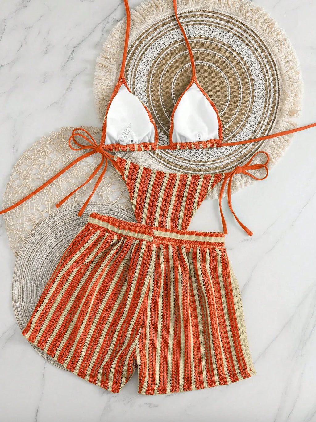 Conjunto de Biquíni Boho com Capa de Crochê 3 Peças - imagem 34