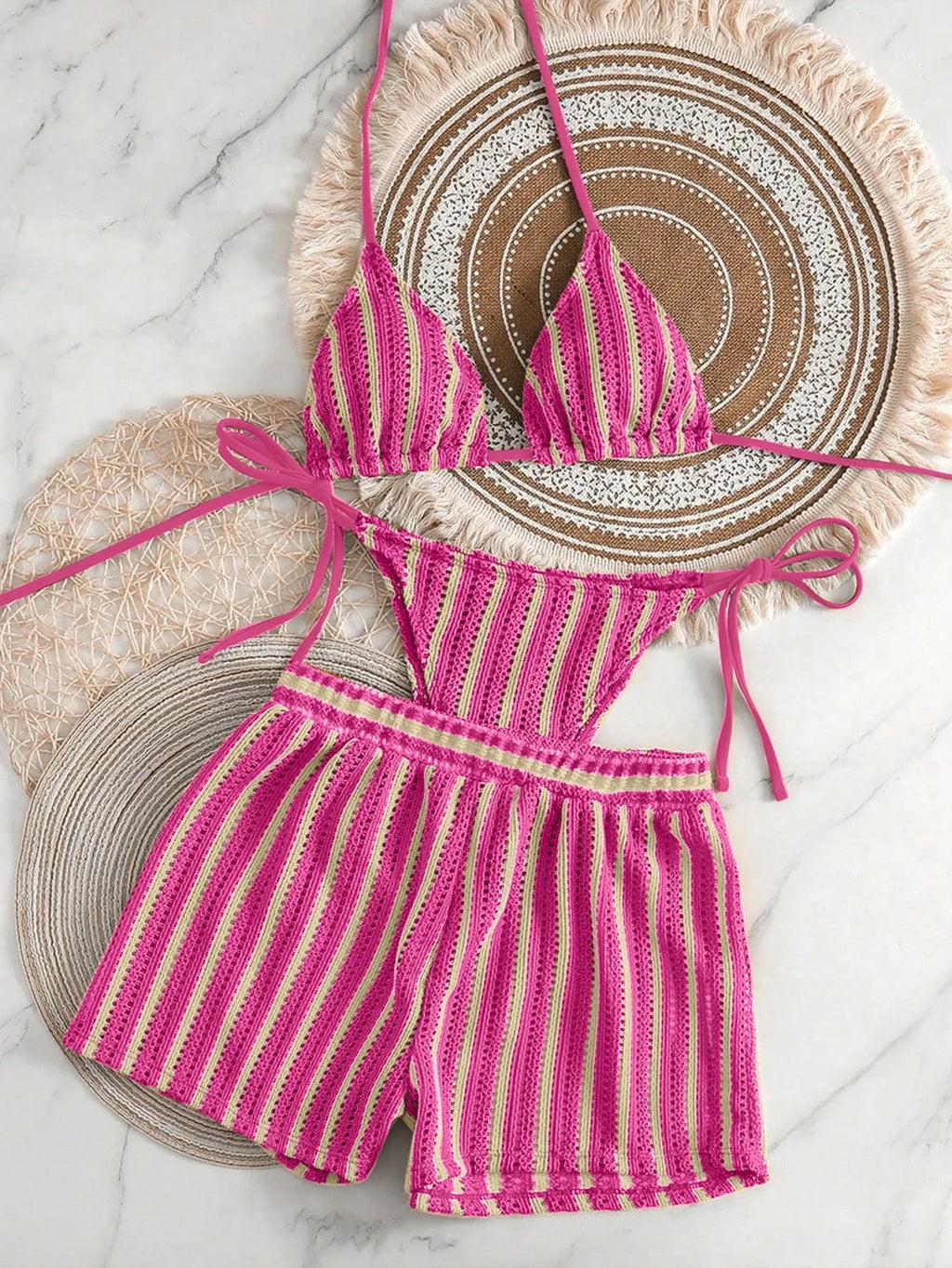 Conjunto de Biquíni Boho com Capa de Crochê 3 Peças - imagem 38