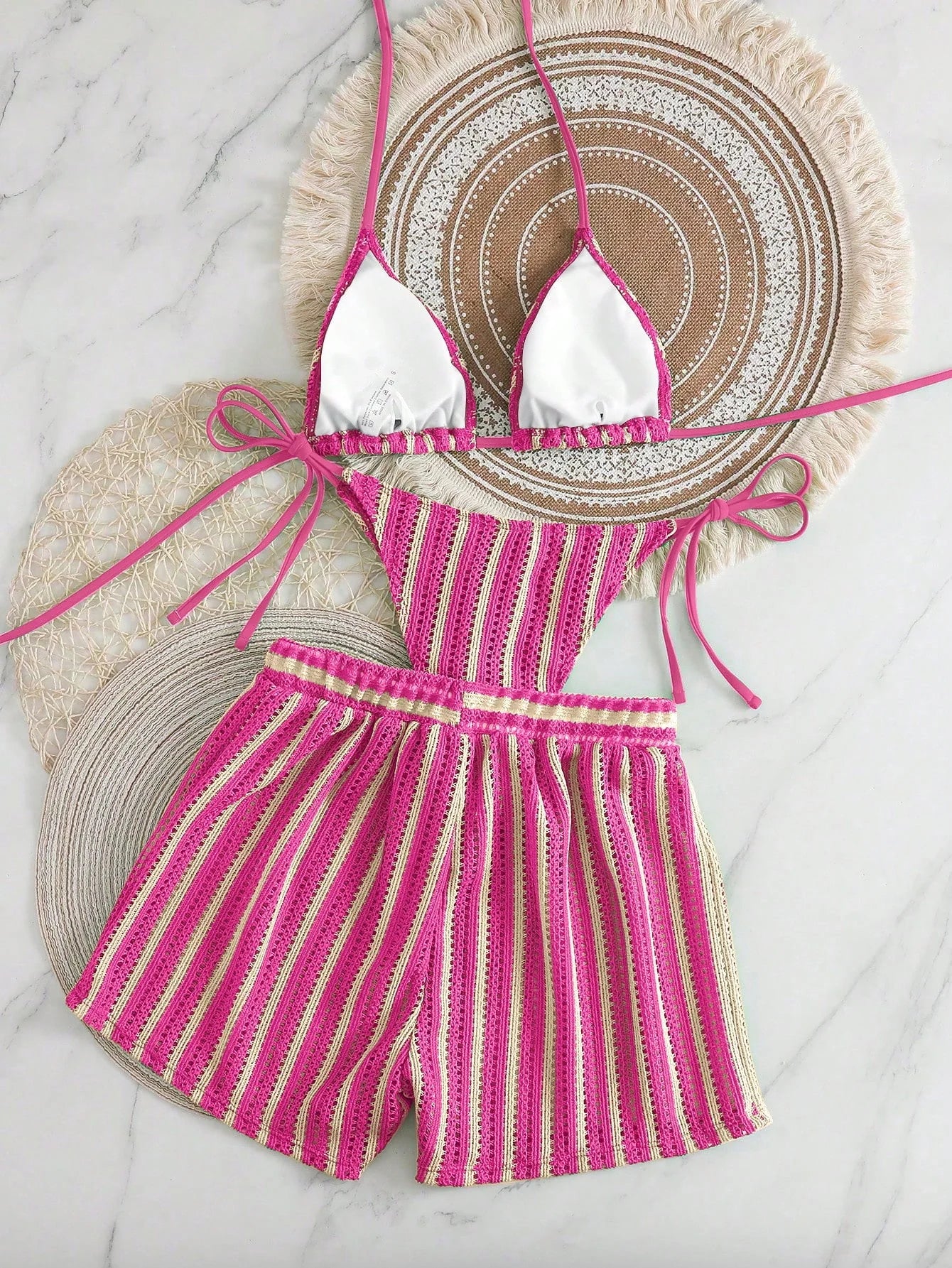 Conjunto de Biquíni Boho com Capa de Crochê 3 Peças - imagem 39