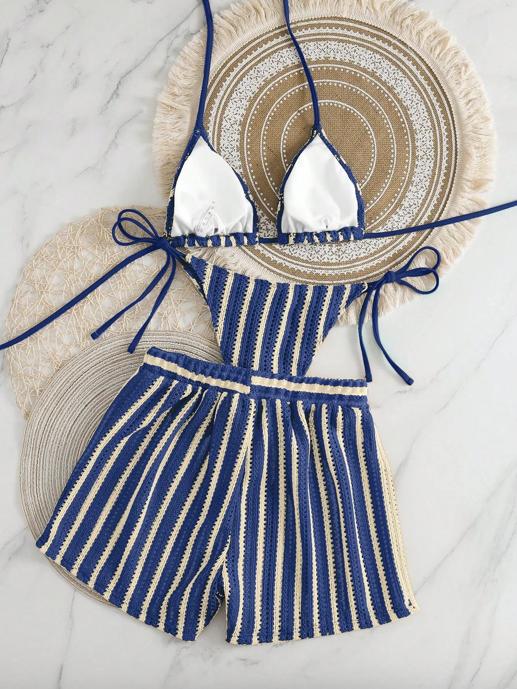 Conjunto de Biquíni Boho com Capa de Crochê 3 Peças - imagem 49
