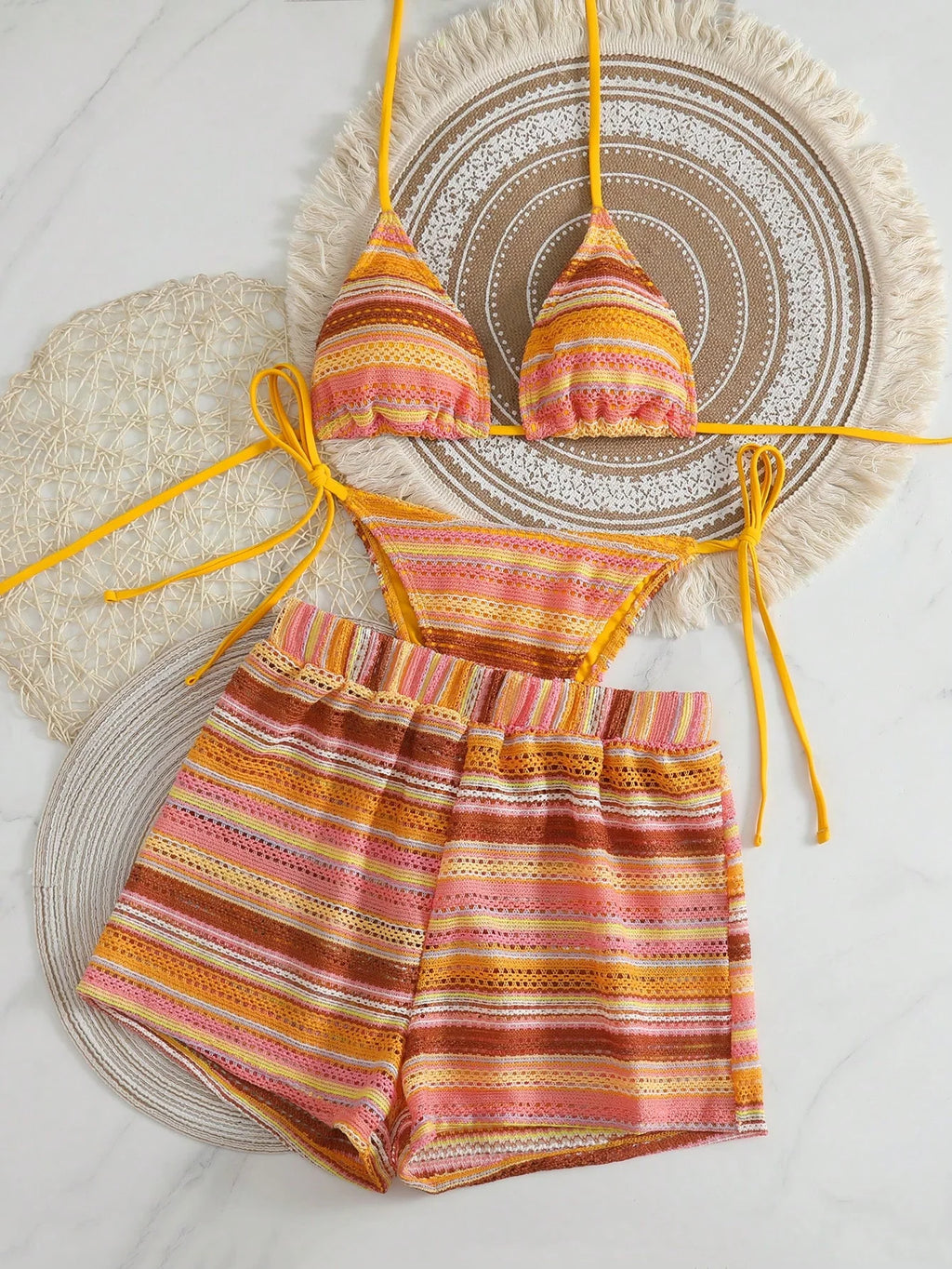 Conjunto de Biquíni Boho com Capa de Crochê 3 Peças - imagem 6