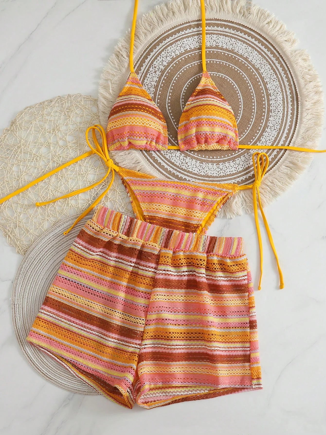 Conjunto de Biquíni Boho com Capa de Crochê 3 Peças - imagem 6