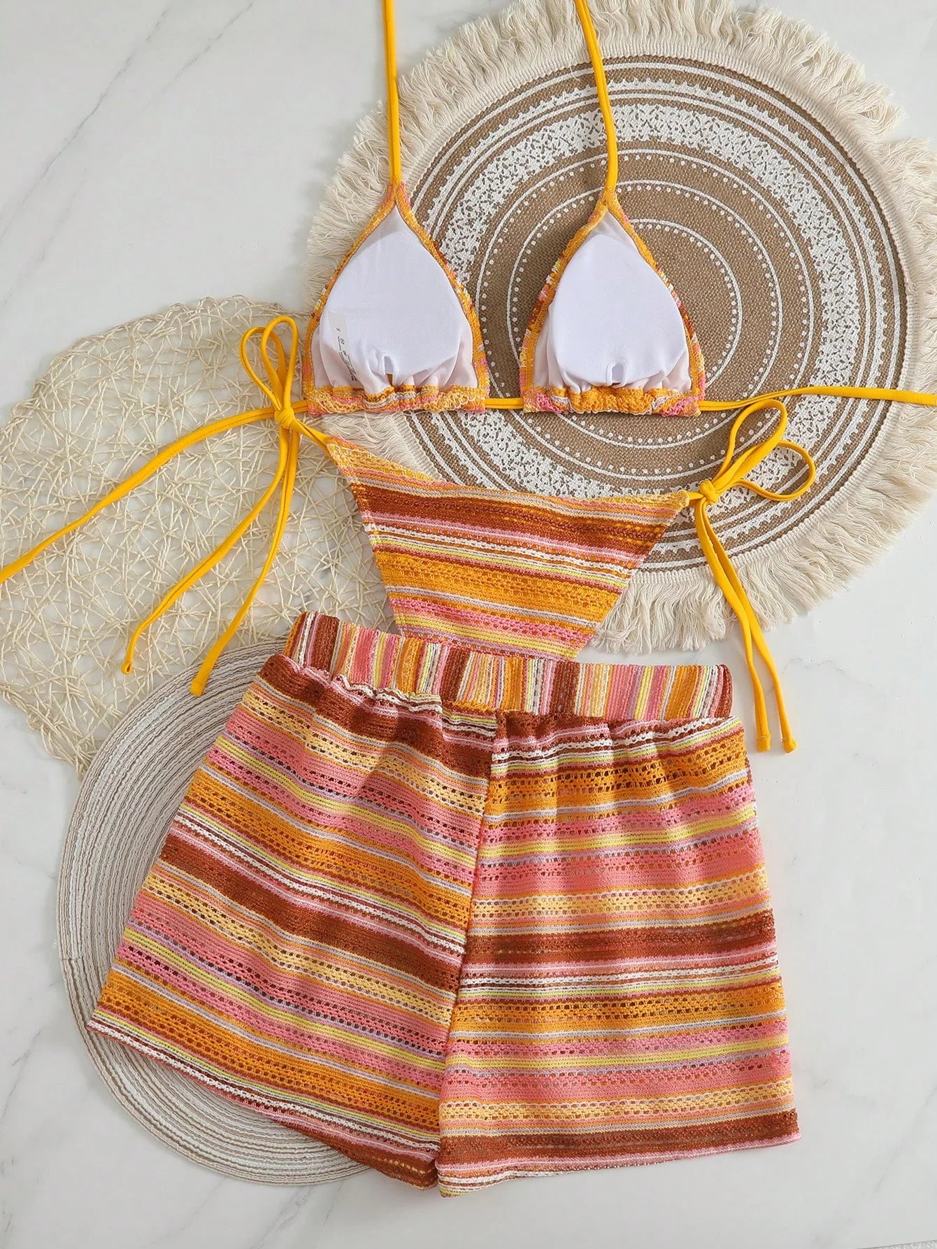 Conjunto de Biquíni Boho com Capa de Crochê 3 Peças - imagem 7