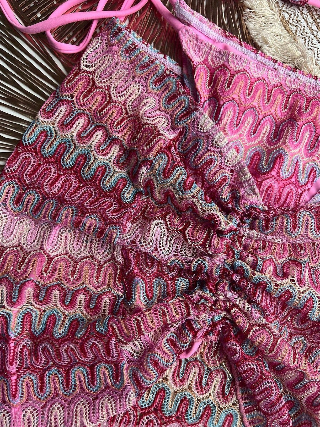 Conjunto de Biquíni Frente-Única com Tie Back 3 Peças
