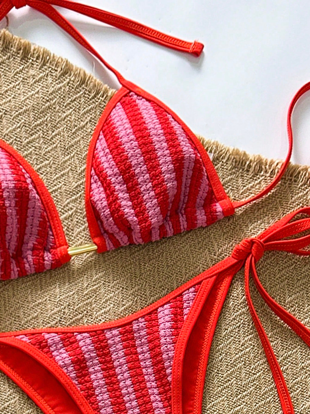 Conjunto de Biquíni Listrado Frente Única 3 Peças - imagem 12