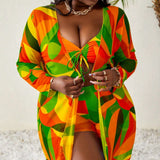 Conjunto de Biquíni Plus Size Estampa Total