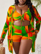 Conjunto de Biquíni Plus Size Estampa Total