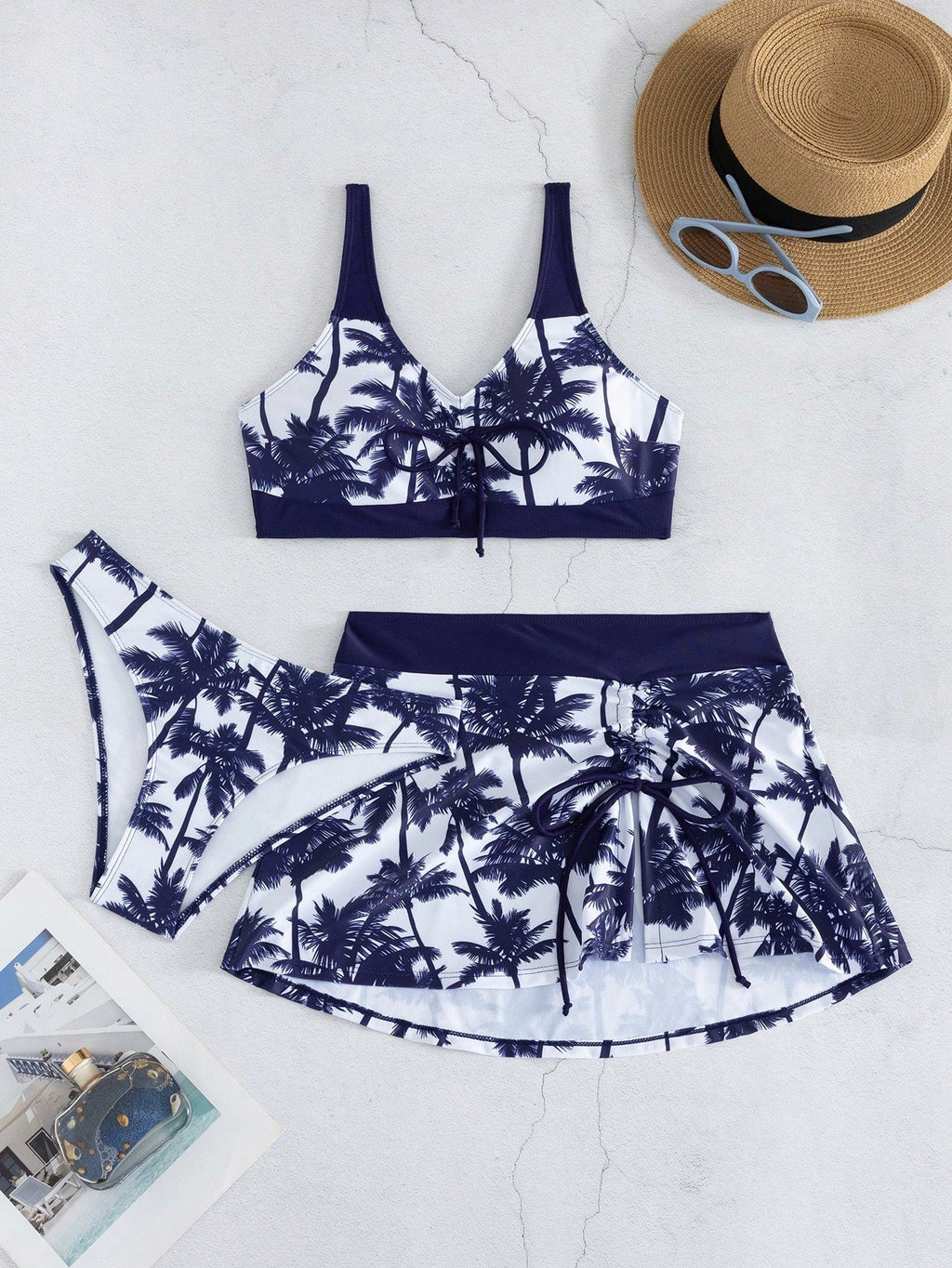 Conjunto de Biquíni Tropical com Saia 3 Peças - imagem 2
