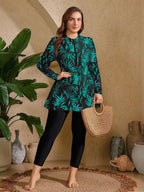 Conjunto Burkini Plus Size com Zíper Frontal