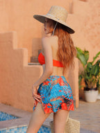 Conjunto de Biquíni 3 Peças Halter Tropical com Saia - La Lecce