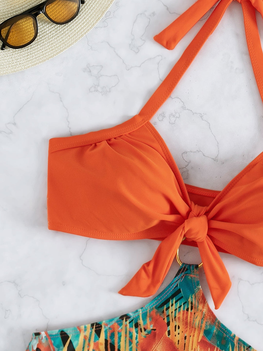 Conjunto de Biquíni 3 Peças Halter Tropical com Saia - La Lecce