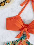 Conjunto de Biquíni 3 Peças Halter Tropical com Saia - La Lecce
