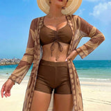 Conjunto Tropical 3 Peças com Saída de Praia