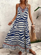 Vestido Longo Estampa de Onça com Alças Finas - La Lecce