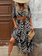 Vestido Longo Estampa de Leopardo com Costas Abertas - La Lecce
