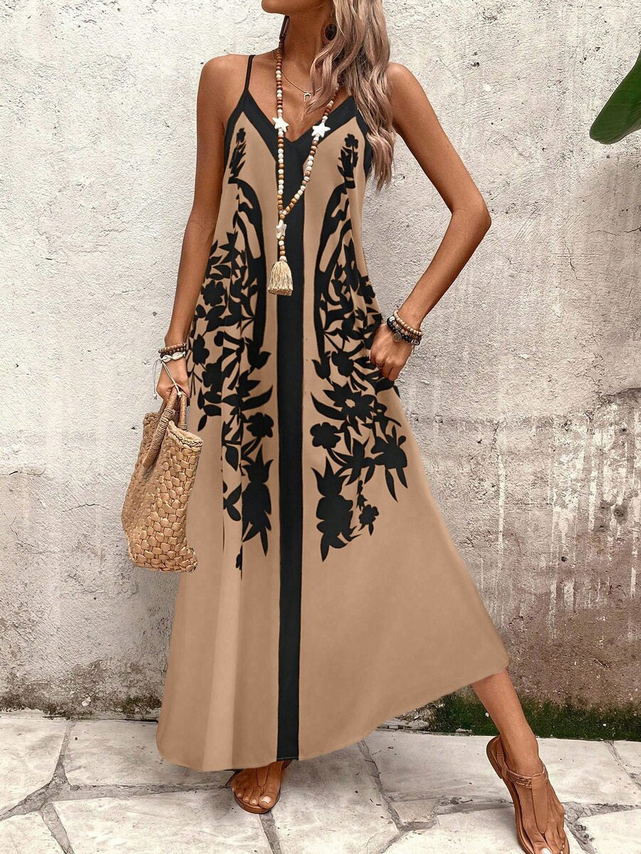 Vestido Longo Estampa de Leopardo com Costas Abertas - La Lecce