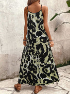 Vestido Longo Estampa de Leopardo com Costas Abertas - La Lecce