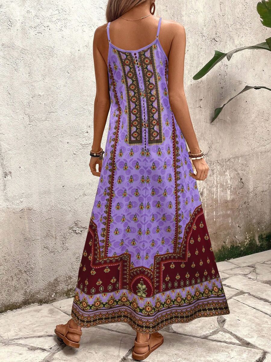 Vestido Longo Estampa de Onça com Alças Finas