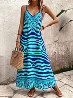 Vestido Longo Estampa de Onça com Alças Finas