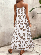 Vestido Longo Estampa de Onça com Alças Finas - La Lecce