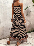 Vestido Longo Estampa de Onça com Alças Finas - La Lecce