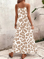 Vestido Longo Estampa de Leopardo com Costas Abertas - La Lecce