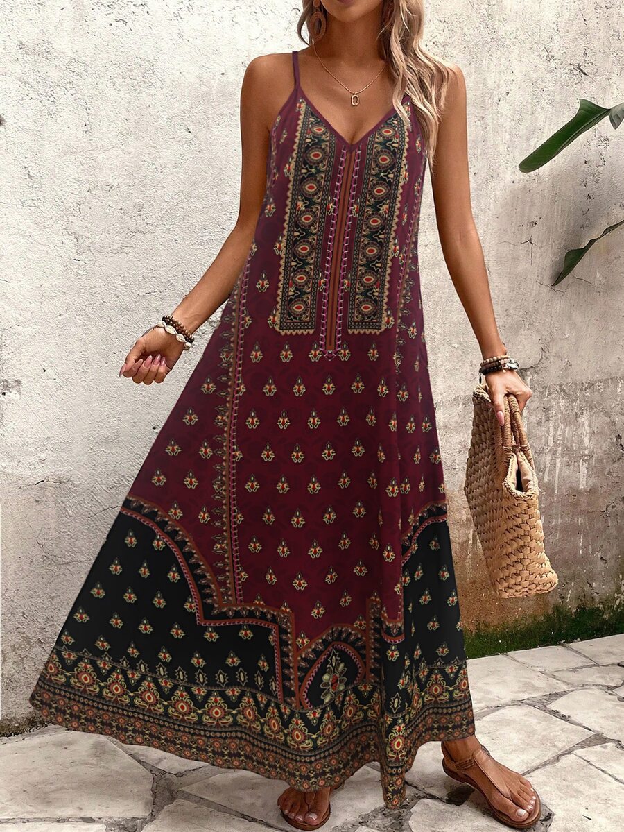 Vestido Longo Estampa de Onça com Alças Finas