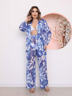 Conjunto Camisa e Calça de Tule Estampado - detalhe