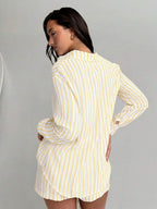 Conjunto de Praia 3 Peças com Camisa Listrada e Shorts