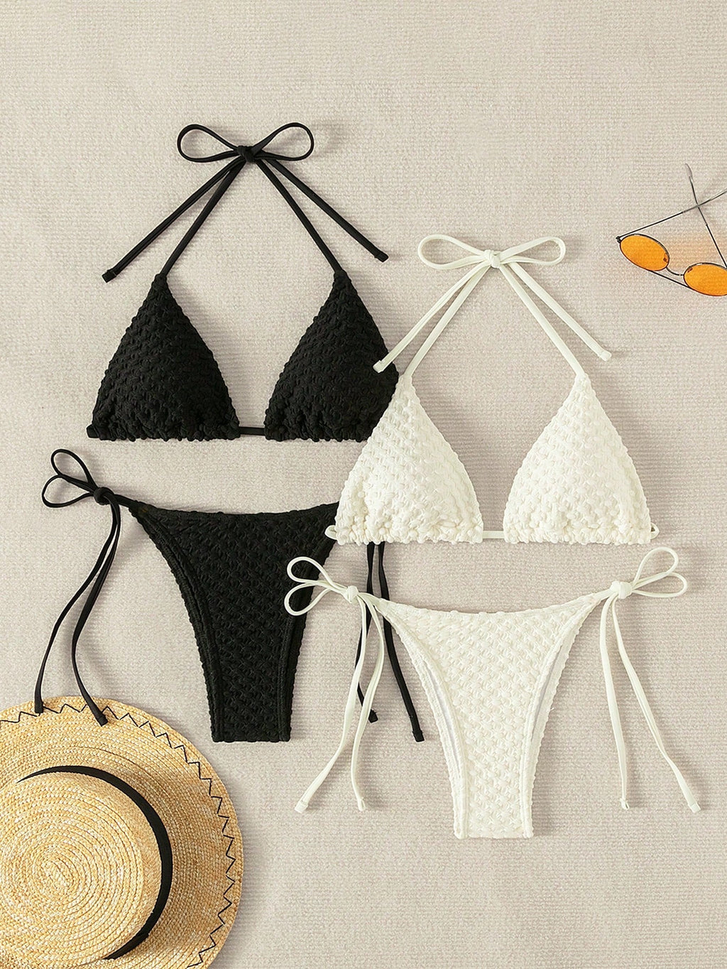 Kit com 2 Conjuntos de Biquíni Triângulo e Texturizado - imagem 1