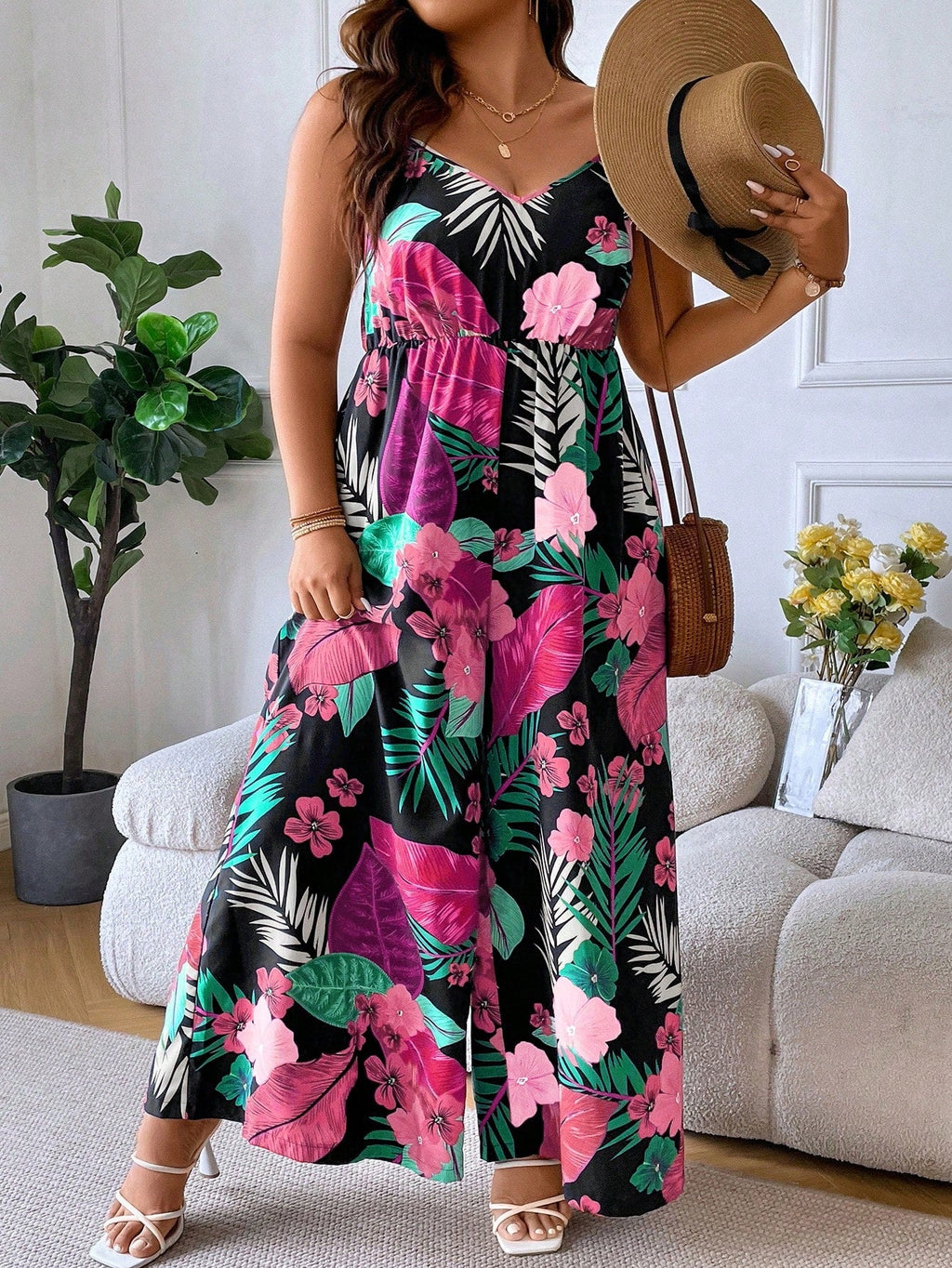 Macacão Plus Size Alças Finas
