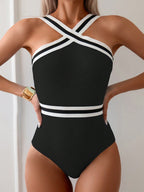 Maiô Listrado Decote Halter - imagem 3