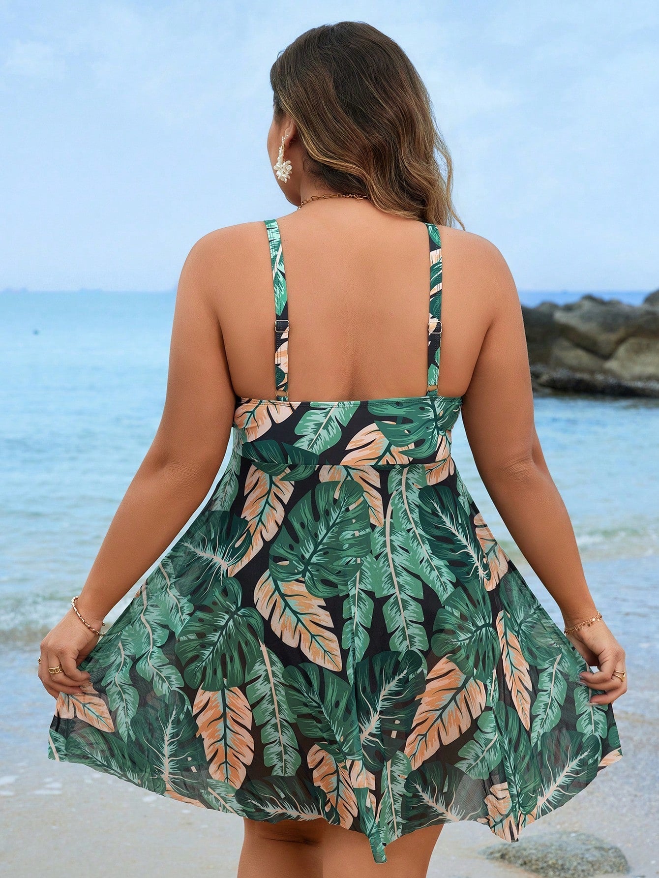 Maiô Plus Size Alças Grossas Tropical - imagem 3