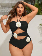 Maiô Plus Size com Apliques de Flor - imagem 1
