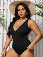 Maiô Plus Size Decote V Franzido - imagem 1