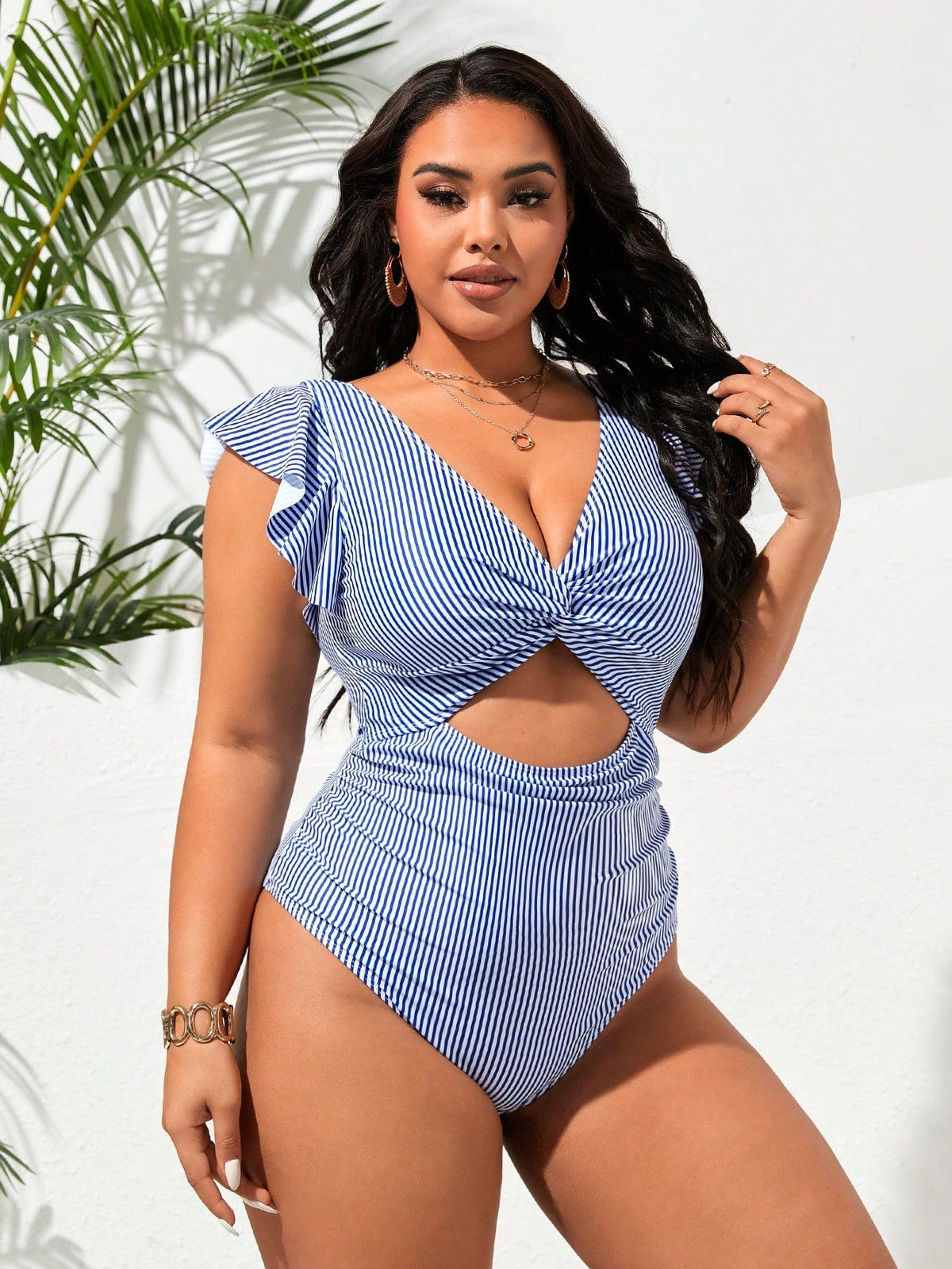 Maiô Plus Size Listrado com Nó Torcido - imagem 3