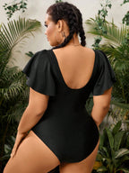 Maiô Plus Size com Mangas Franzidas - imagem 3