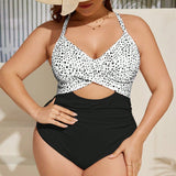Maiô Plus Size Poá com Franja