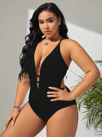 Maiô Plus Size com Recorte Cruzado - imagem 1