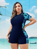 Maiô Plus Size Texturizado com Zíper