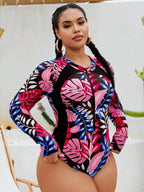 Maiô Plus Size com Zíper e Botão