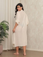 Camisa Longa Oversized com Bolsos - detalhe